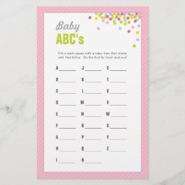 Baby-sprint/Baby shower-ABC-spel - Roze