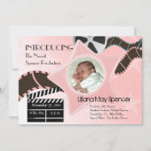 Baby Star est né rose Faire-part de naissance (Devant)