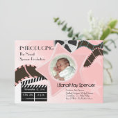 Baby Star est né rose Faire-part de naissance (Debout devant)