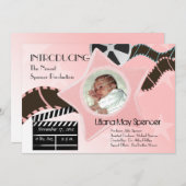 Baby Star est né rose Faire-part de naissance (Devant / Derrière)