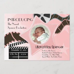 Baby Star is Born Pink Birth kondiging Aankondiging