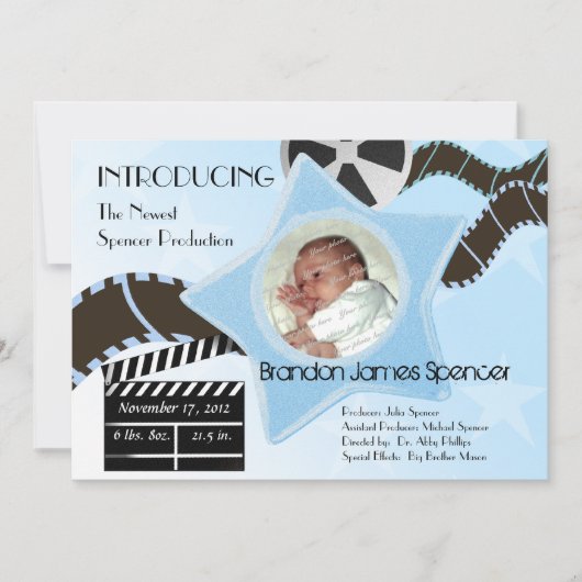 Baby Star wordt blauw geboren Aankondiging (Voorkant)