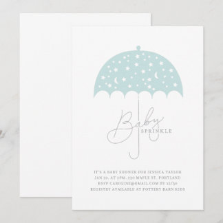 Baby Stars Brolly Baby shower Invitation Kaart