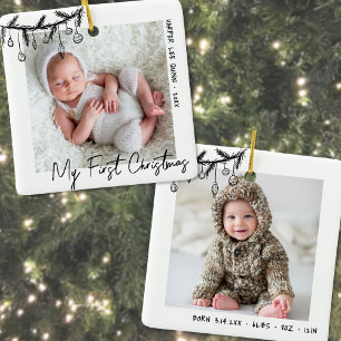 Baby Stats Mijn Eerste Kerst Foto Keramisch Ornament