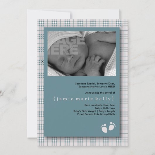 Baby Steps Faire-part de naissance - Baby Blue Pla (Devant)