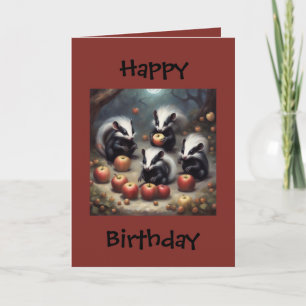 Baby Stinkdieren en Appels Verjaardag Kaart