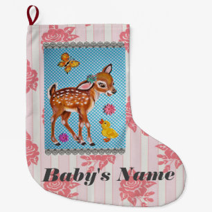 Baby stoppen Shabby  Pink Fawn personaliseren Grote Kerstsok