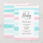 Baby Strepen Uitnodiging voor de Baby Shower (Voorkant / Achterkant)