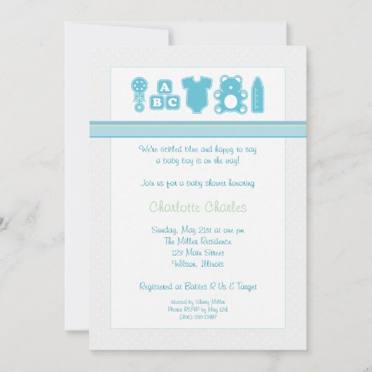 Baby Stuff Invitations de douche pour bébés - Garç (Devant)