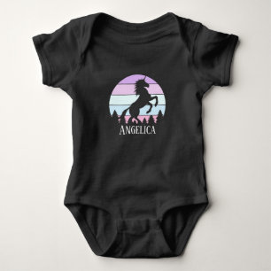 Baby Sunset Unicorn Naam Datum Verjaardag Romper