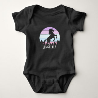 Baby Sunset Unicorn Naam Datum Verjaardag Romper