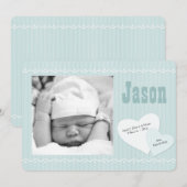 Baby Sweetheart Blue Photo Faire-part de naissance (Devant / Derrière)