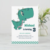 Baby T-Rex Dinosaur kinderen Birthday Uitnodiging (Staand voorkant)