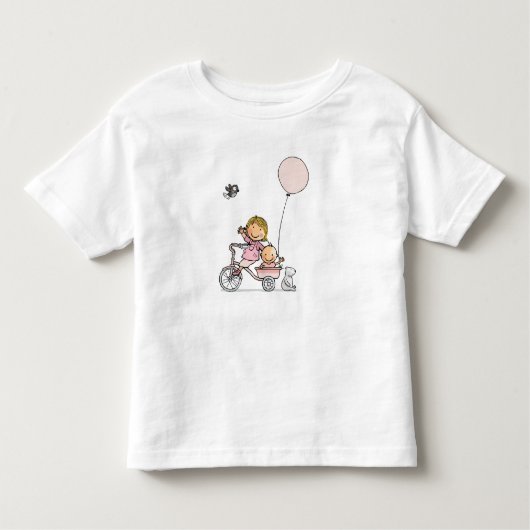 Baby t-shirt met kindjes op driewieler (Voorkant)
