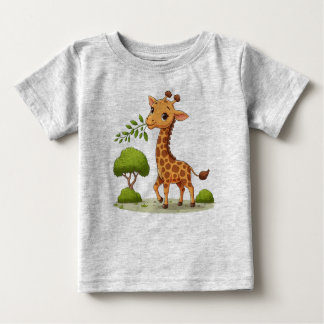 Baby T-shirt met Schattigee Giraffe print