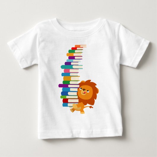 Baby T-shirt van de Voracious Reader (Cartoon leeu (Voorkant)