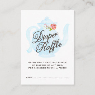 Baby Tea Party Baby Luier Raffle Ticket Blauw Informatiekaartje