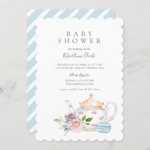 Baby Tea Party French Macaron & Floral Kaart