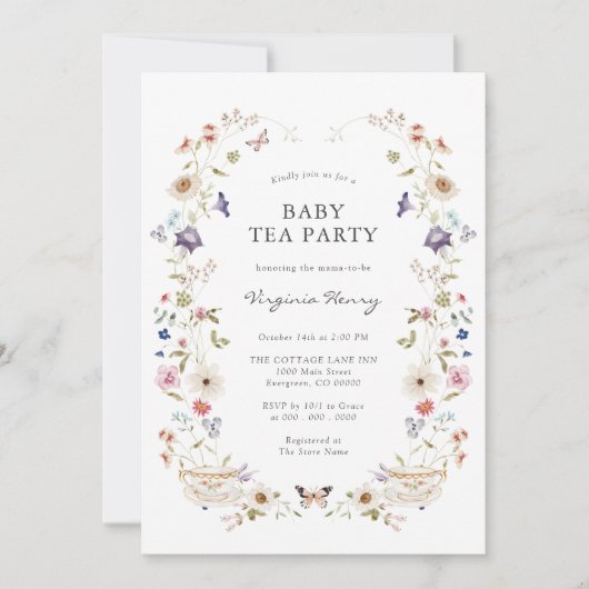 Baby Tea Party Shower invitation (Devant)
