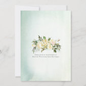 Baby Tea Shower Green White Roses Floral Kaart (Achterkant)