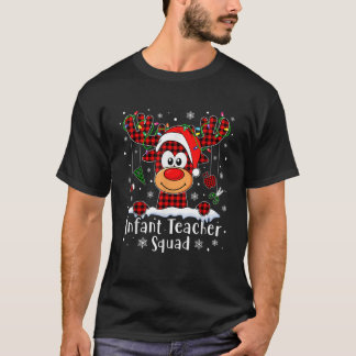 Baby Teacher Squad Rendier Xmas Buffalo Plaid C T-shirt