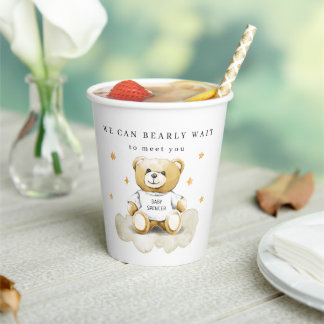 Baby Teddy Bear Baby shower Paper cup Papieren Bekers