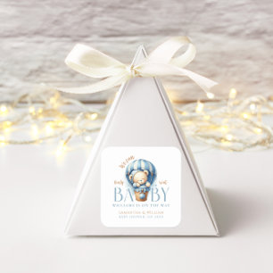 Baby Teddy Bear Blue Ballon Boy Vierkante Sticker