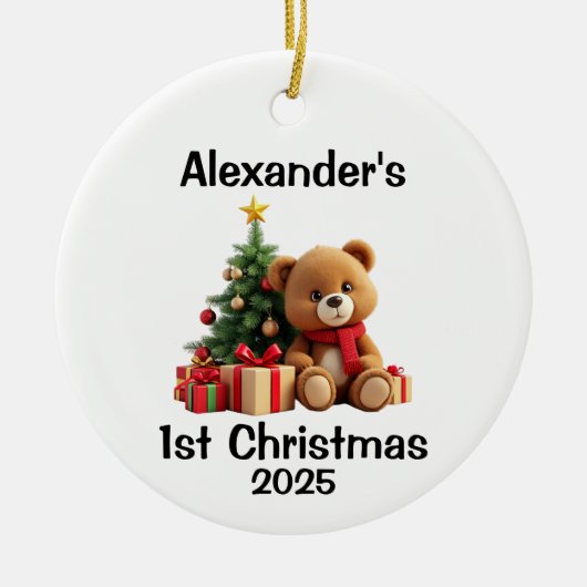 Baby Teddy Bear Christmas Keramisch Ornament (Voorkant)