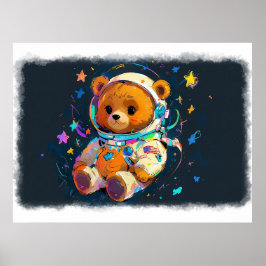 Baby Teddy Bear Dromen van Astronaut zijn Poster