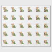 Baby Teddy Bear en Bookworm lezen een boek Cadeaupapier (Vlak)