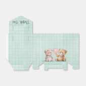 Baby Teddy Bears op Gingham Bedankdoosjes (Uitgevouwen)
