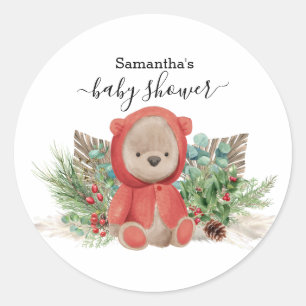 Baby Teddy Beer Kerst Boho Boeket Ronde Sticker