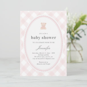Baby Teddybeer Baby shower_Roze Kaart