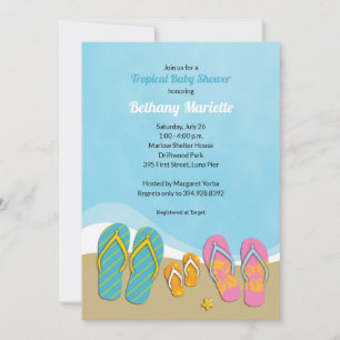 Baby Teenslippers Uitnodiging tropisch Baby shower