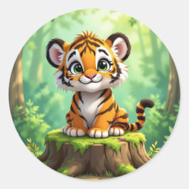 Baby Tiger | Cute Cartoon Kid's Nursery Art Ronde Sticker