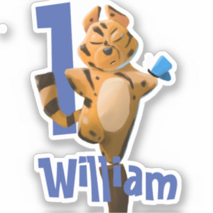 Baby Tiger Pset First Birthday gepersonaliseerd Sticker