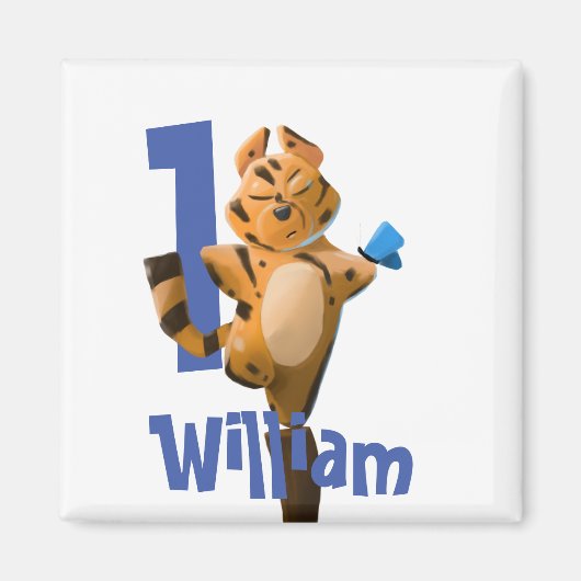 Baby Tiger Pset First Birthday Magneet (Voorkant)