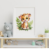 Baby Tijger Jungle Bladeren Nursery Muur Kunst  Poster