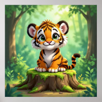 Baby Tijger | Mooie Cartoon Kinderkamer Kunst