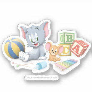 Baby Tom en Jerry die met speelgoed spelen Sticker
