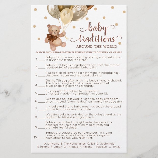 Baby tradities in de wereld rond het spel Teddy Be (Voorkant)