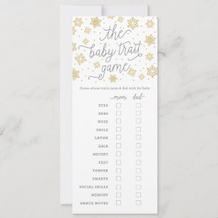 Baby Trait Gold Snowflake Baby shower Game Kaart