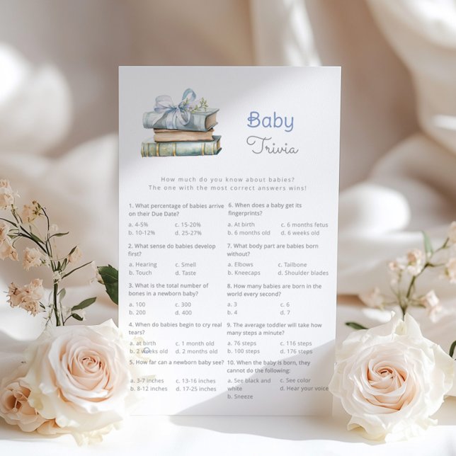 Baby Trivia Blue Bow Books baby shower spel (Creator heeft geüpload)