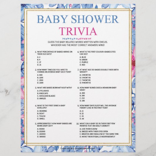 Baby Trivia [Florale Waterverven] Briefhoofd (Voorkant)