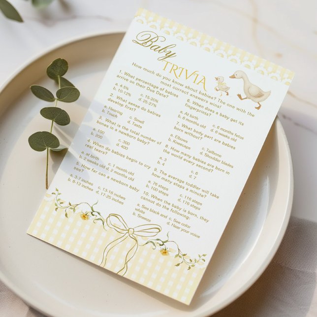 Baby Trivia Silly Goose Gingham Baby shower game (Creator heeft geüpload)