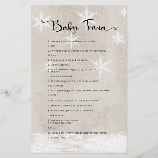 Baby Trivia Snowman-Baby shower (Achterkant)