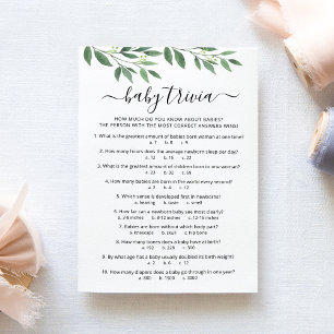 Baby Trivia Spel met Antwoorden Baby shower Kaart