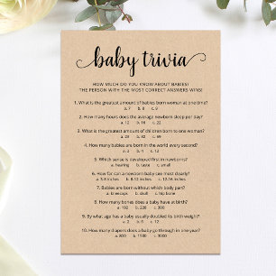 Baby Trivia Spel met Antwoorden Baby shower Kaart