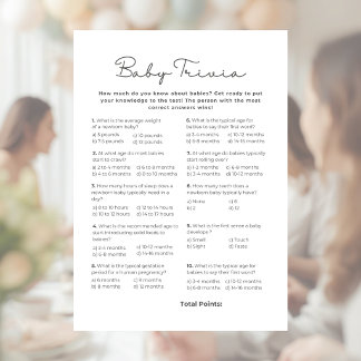 Baby Trivia Spel voor Baby Shower met Antwoorden Briefhoofd
