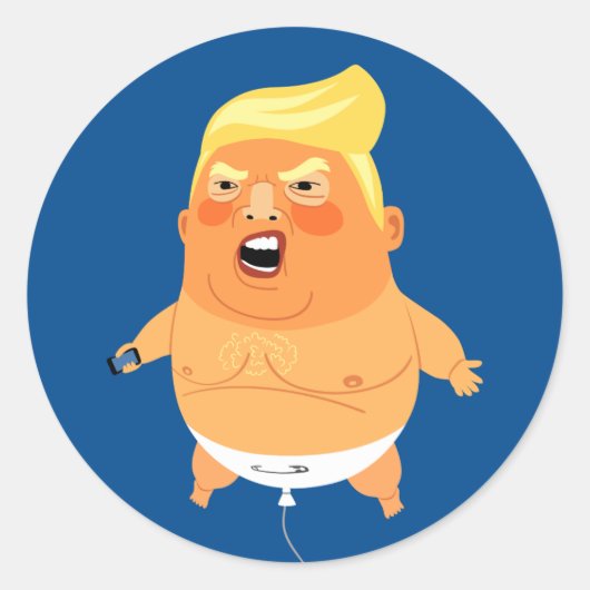 Baby Trump-ballon grappig Ronde Sticker (Voorkant)